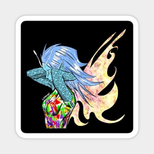 mahou fairy girl ecopop with tattoo pattern art Magnet