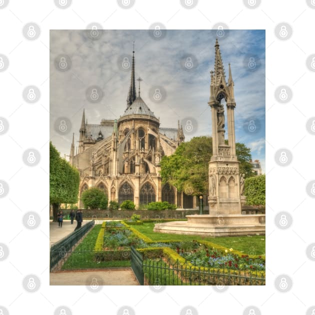 Notre Dame with Garden & Fountain by Michaelm43