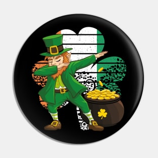 Dabbing Leprechaun St. Patricks Day Vintage Retro Clover Irish Flag Pin