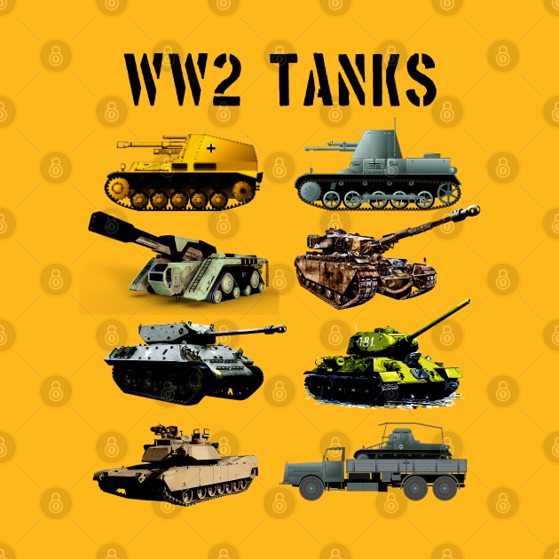 Vintage World War 2 Army Tanks by STYLISH CROWD TEES