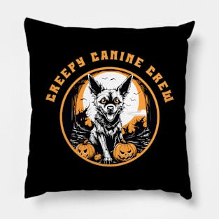 Creepy Canine Crew Dog Witch Halloween Pillow