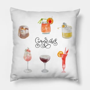 Watercolour Summer Cocktail Collection Pillow