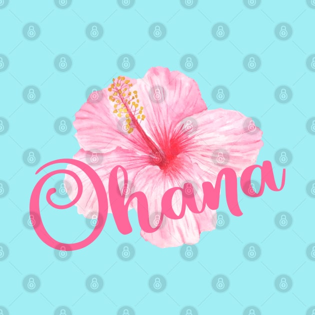 Ohana watercolor hibiscus by ApricotBlossomDesign