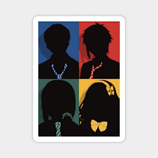 Tomo chan is a girl or Tomo-chan wa onnanoko Vintage minimalist silhouette anime design of all main characters : Tomo aizawa, Junichirou kubota, Misuzu gundou, and Carol olston Magnet