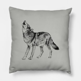 Howling Wolf Sketch Pillow