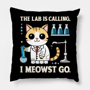 the lab is calling, i meowst go Pillow