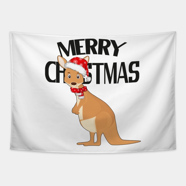 Australian Christmas Cute Kangaroo Tapestry by Foxxy Merch