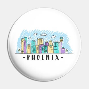 Phoenix Watercolor Skyline Pin