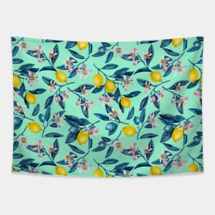 Lemon branches with blossoms and fruit 3 Tapestry