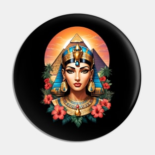 Cleopatra Queen of Egypt retro vintage floral design Pin