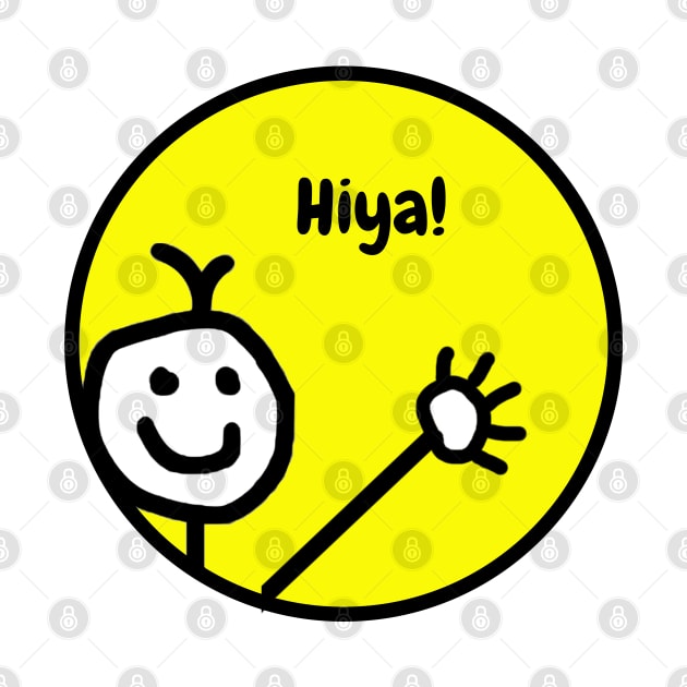 Cute Waving Funny Cartoon Smiling Face Hiya by Michelle Le Grand