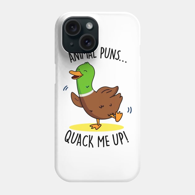 Animal Puns Quack Me Up Cute Duck Pun Phone Case by punnybone