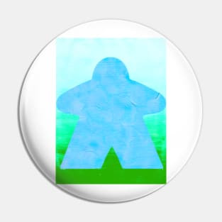 Blue Meeple in the Grass Painting | Game Night Pin