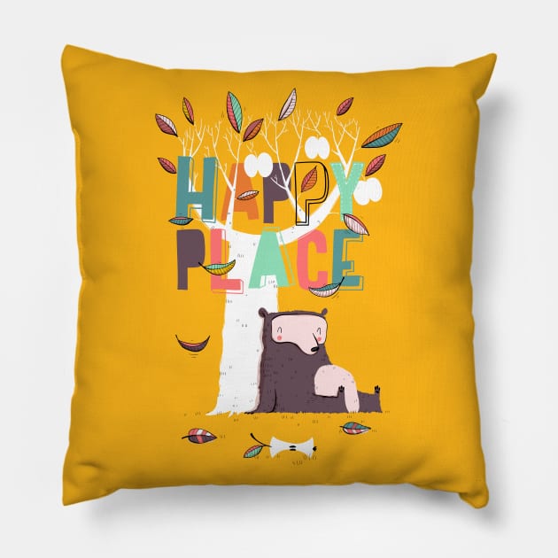 Happy place Pillow by 3antsinarow