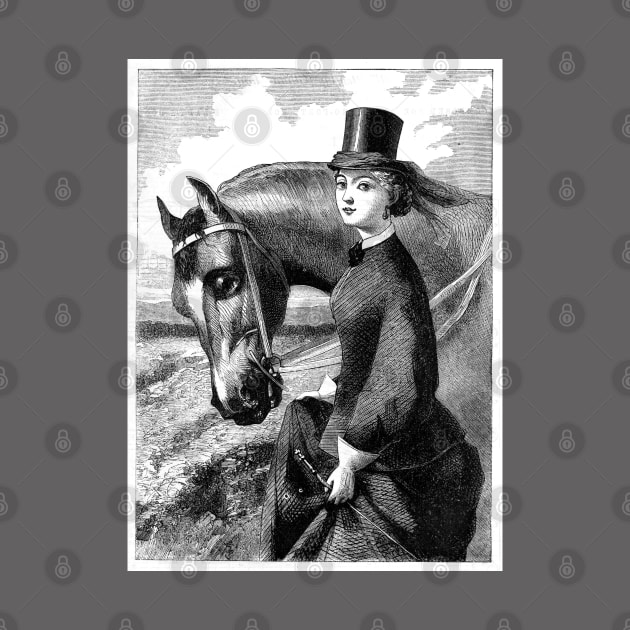 Vintage horsewoman engraving by PAULsPRINT