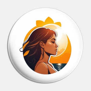 girl with sun, beach and sand Pin