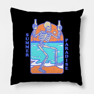 Summer Paradise Skeleton Beach Party Pillow