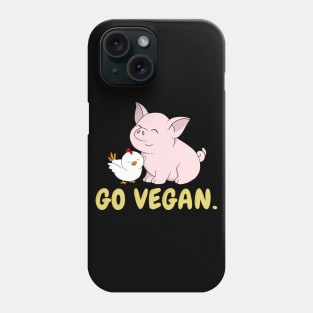 Go Vegan Cute Pig And Chicken 2 Phone Case