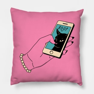 Boop Nose Black Cat in pink Pillow