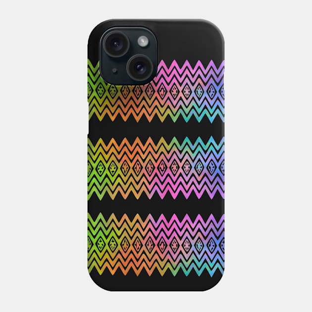 Colourful Pink and Yellow Zigzag Silhouette Digital Art Phone Case by Mazz M