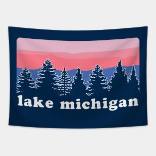 Lake Michigan Pine Tree Sunset Tapestry