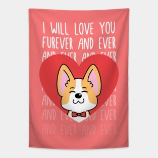 Furever Valentine Love Puppy Pun Tapestry