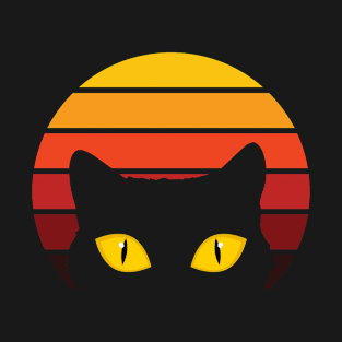 Cat face cute vintage sunset T-Shirt