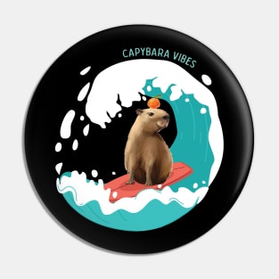 Capybara Vibes Beach Waves Capybara Wildlife Animal Capybara Pin