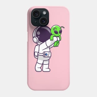 Cute Astronaut Holding Baby Alien Cartoon Phone Case