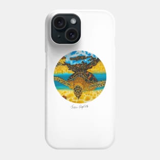 Caribbean unveiled on silk | Sea Turtle Gliding Phone Case