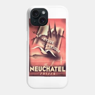 Neuchatel, Switzerland - Vintage Travel Poster Design Phone Case