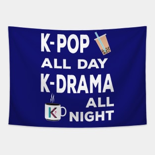 K-Pop all day K-Dramas all night with bubble tea and coffee Tapestry