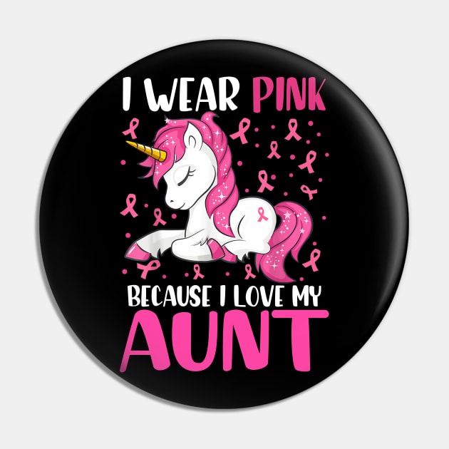 Unicorn Pink Ribbon Men I Wear Pink Because I Love My Aunt Breast Cancer Pin by everetto