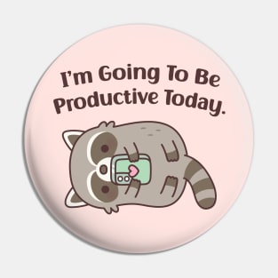 Cute Lazy Raccoon Going To Be Productive Today Funny Pin