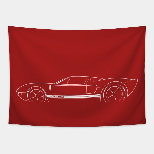 Ford GT - profile stencil, white Tapestry by mal_photography