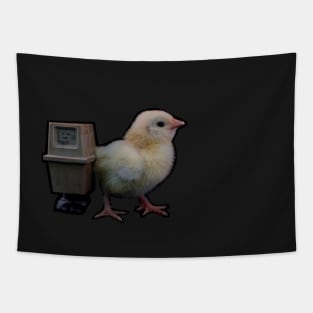 Baby chicken with GNK Power Droid Tapestry