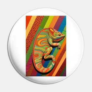 Reptile Lover and Lizard Lover Op Art Chameleon Pin