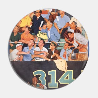 Vintage Sports Baseball Fans Watching a Game Pin