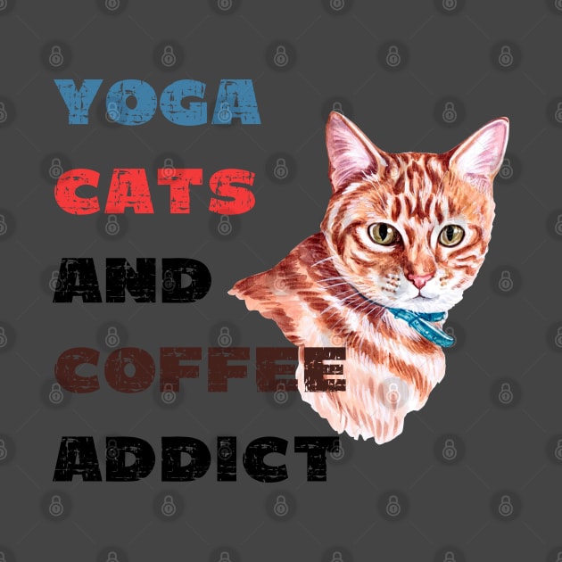 Yoga cats and coffee addict funny quote for yogi by Red Yoga