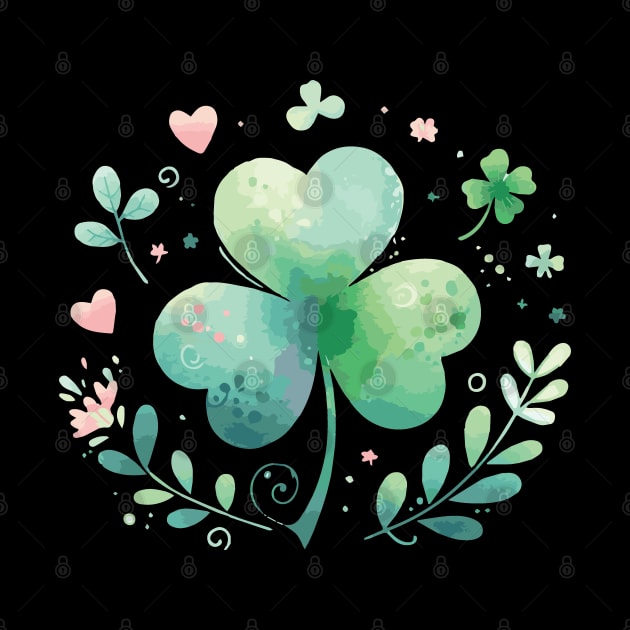 Lucky Shamrock Watercolor by Heartsake