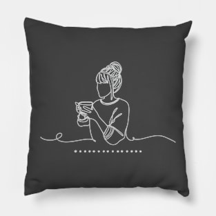 Woman drinking coffee Pillow