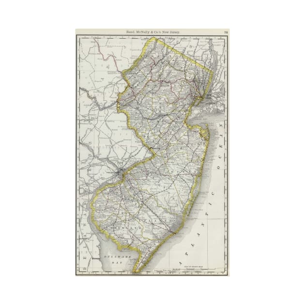 Vintage Map of New Jersey (1889) by Bravuramedia