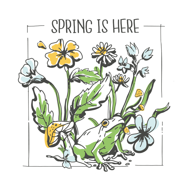 Spring is here , Frog and Flowers  Design by FelippaFelder