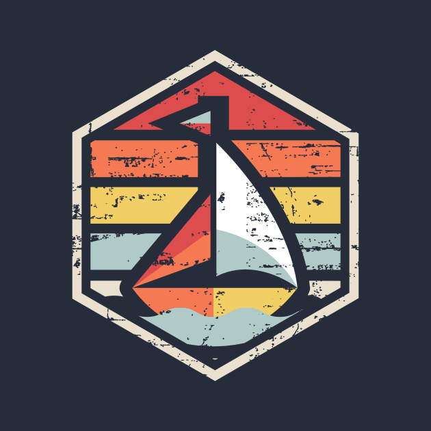 Retro Badge Sailboat by rojakdesigns