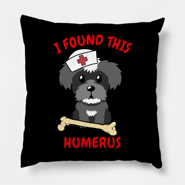 Funny schnauzer tells a lame joke Pillow by Pet Station