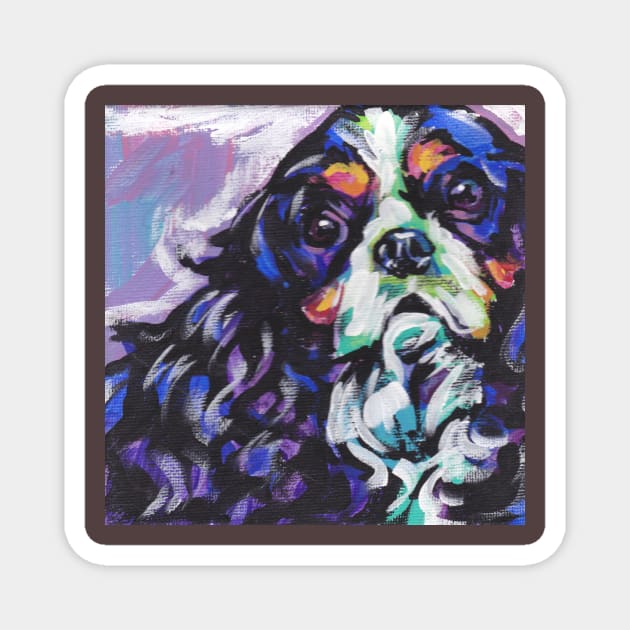 cavalier king charles spaniel Dog Bright colorful pop dog art Magnet by bentnotbroken11