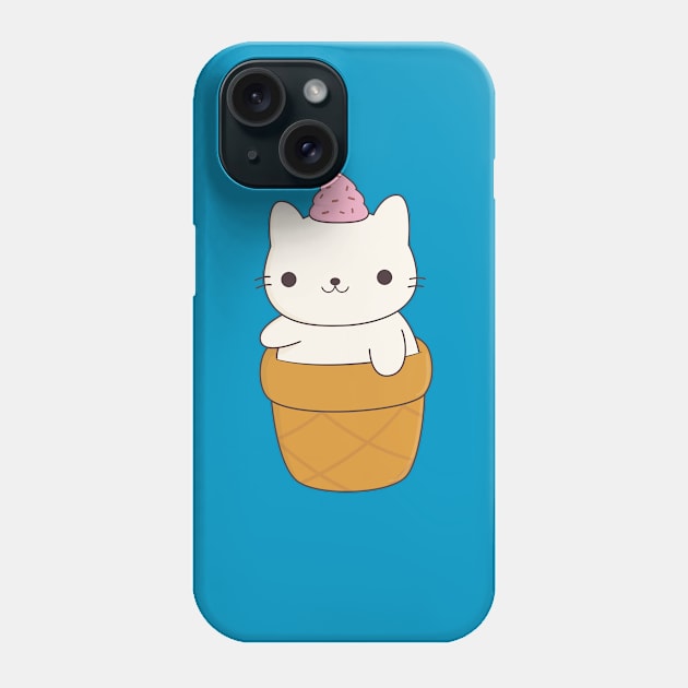 Kawaii Cat Ice Cream Cone T-Shirt Phone Case by happinessinatee