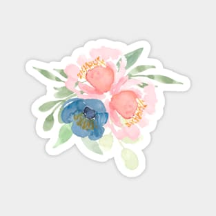 Spring florals watercolor blush pink and dusty blue Magnet