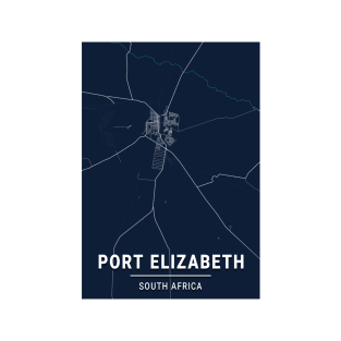 Port Elizabeth Blue Dark Color City Map T-Shirt