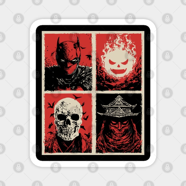 Gothic Vigilante & Ninja Horror - Retro Comic Book Art Magnet by TuncGK